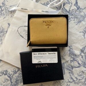 Prada Saffiano Leather Wallet in Yellow